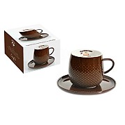 Чашка с блюдцем тёмно-шоколадная Капли дождя R2S