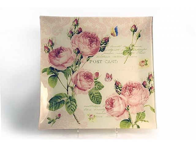 Блюдо стеклянное R2S Розы