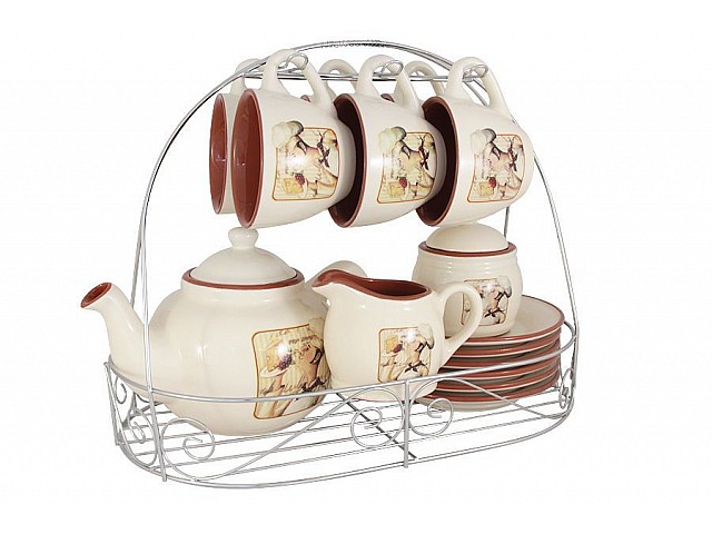 Чайный набор на металлической подставке Шеф-повар Terracotta 0,2 л