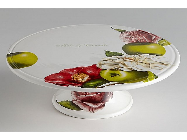Блюдо для торта на ножке Яблоки и камелии Ceramiche Viva