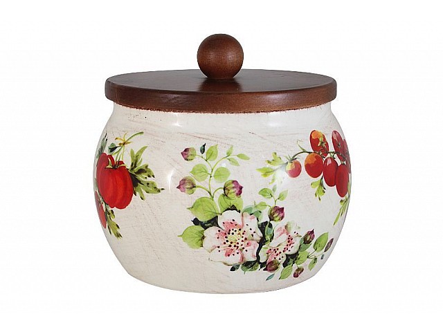 Банка для сыпучих продуктов с деревянной крышкой LCS Овощное ассорти, большая