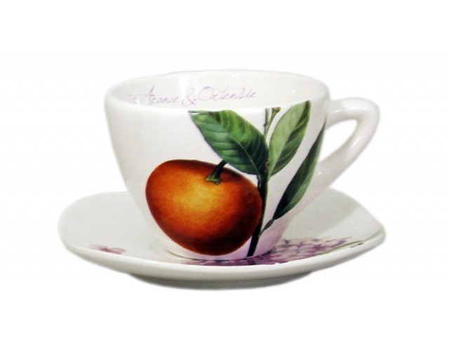 Чашка с блюдцем Гортензия и апельсины Ceramiche Viva