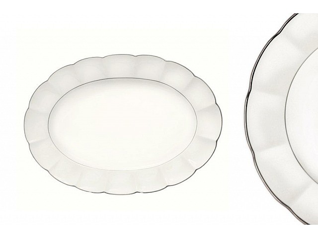 Овальное блюдо Серебряный лотос Narumi 38 см