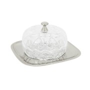 Вазочка для варенья с крышкой на металлическом подносе