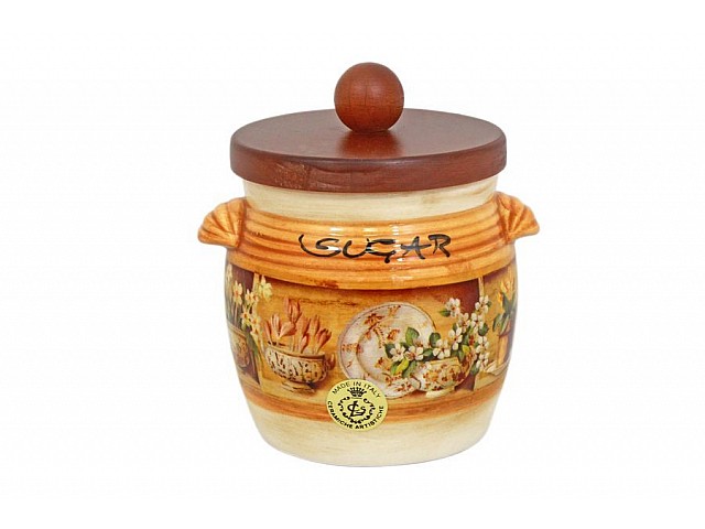 Банка для сыпучих продуктов с деревянной крышкой (сахар) Кантри LCS