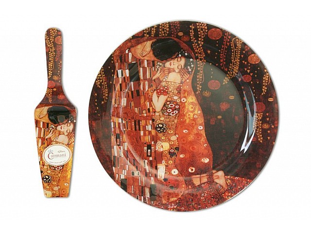 Набор для торта: блюдо с лопаткой Carmani Поцелуй (Густав Климт)