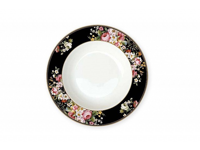 Тарелка суповая R2S Цветочный карнавал, тёмная