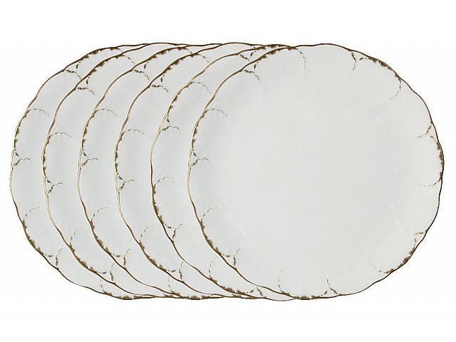Набор из 6 обеденных тарелок Narumi Белый с золотом