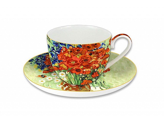 Чашка с блюдцем Carmani Натюрморт красные маки (Ван Гог) 0,28 л