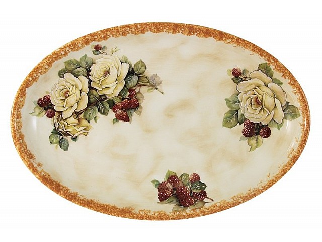 Блюдо овальное LCS Роза и малина
