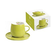 Чашка с блюдцем светло-зелёная Капли дождя R2S