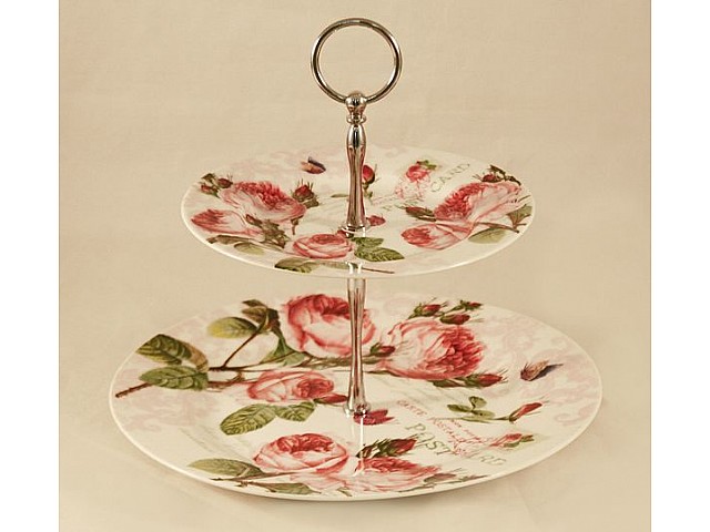 Двухъярусная ваза для фруктов R2S Розы