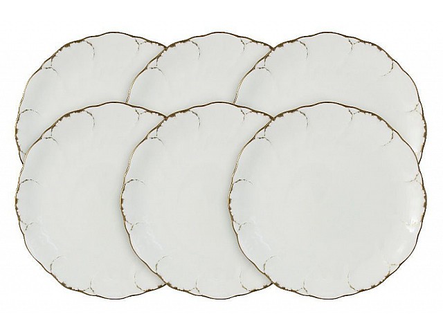 Набор из 6 закусочных тарелок Narumi Белый с золотом