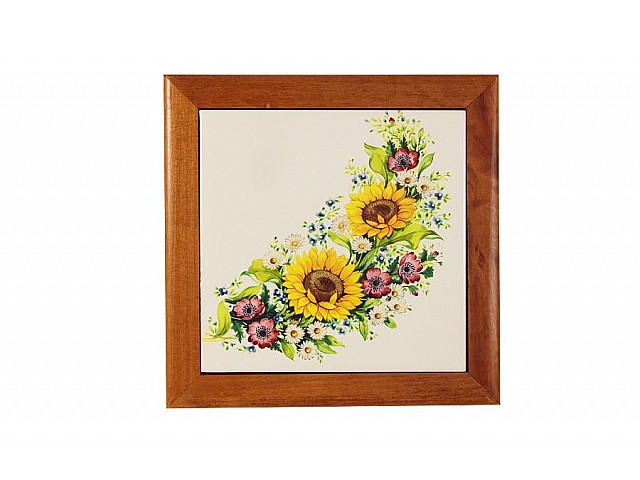 Подставка под горячее из дерева с керамической вставкой Подсолнухи Италии LCS