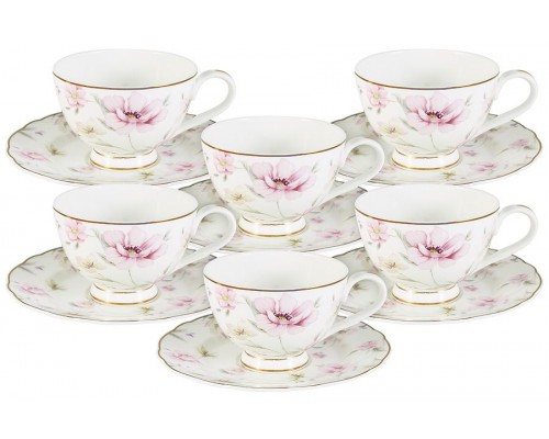 Чайный набор Розовый танец Emily 0,25 л 6 чашек + 6 блюдец