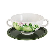 Суповая чашка на блюдце Зеленые яблоки Imari 0,5 л