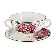 Суповая чашка на блюдце Цветы и птицы Imari 0,5 л