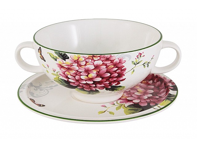 Суповая чашка на блюдце Цветы и птицы Imari 0,5 л