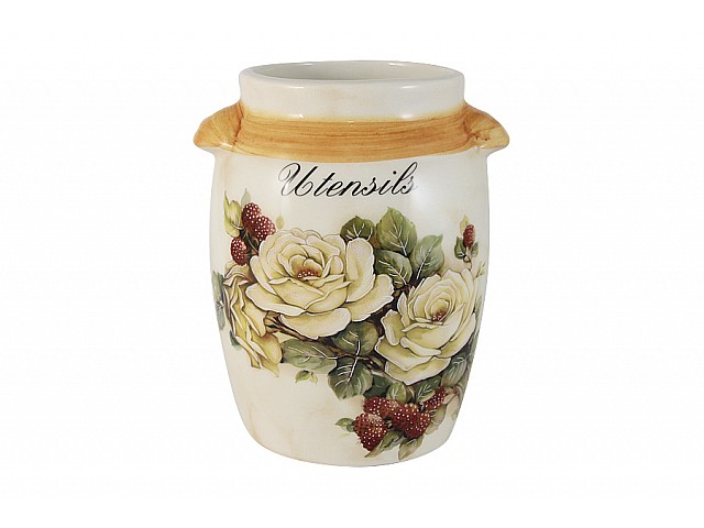 Банка-подставка под кухонные инструменты LCS Роза и малина