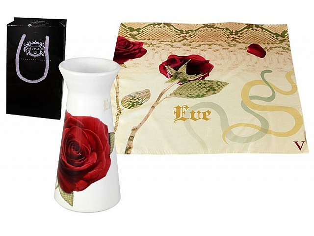 Ваза для цветов + платок Ceramiche Viva Роза