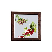 Подставка под горячее из дерева с керамикой LCS Овощное ассорти