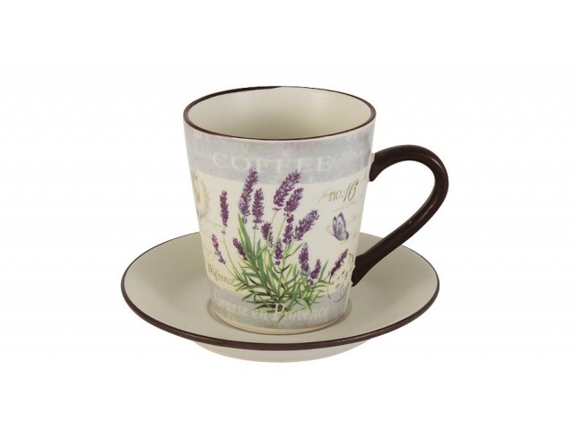 Чашка с блюдцем Лаванда LF Ceramic