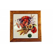 Подставка под горячее из дерева с керамикой Маковый луг LCS