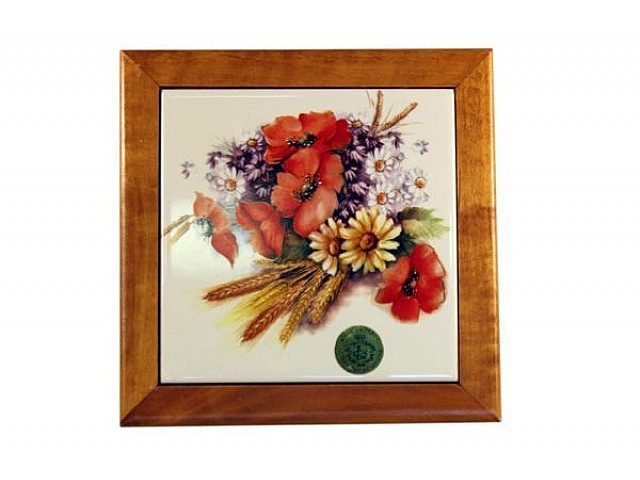 Подставка под горячее из дерева с керамикой Маковый луг LCS