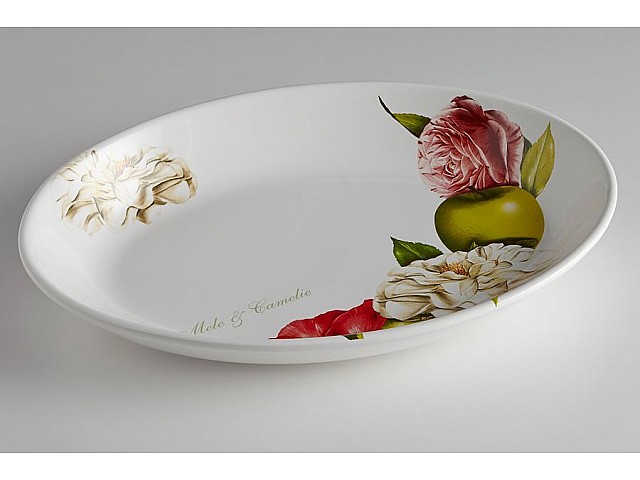 Блюдо овальное Яблоки и камелии Ceramiche Viva