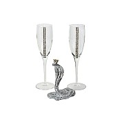 Набор: 2 бокала для шампанского со статуэткой Королевская кобра