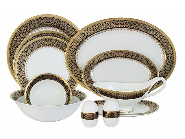 Обеденный сервиз Чёрное золото Midori 50 предметов на 12 персон