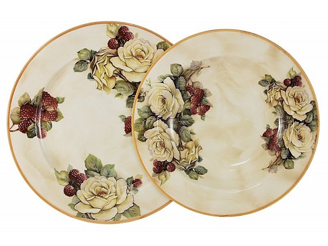 Набор тарелок: суповая + обеденная LCS Роза и малина