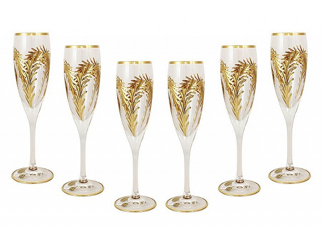 Набор 6 хрустальных бокалов для шампанского Same Золотая ветвь