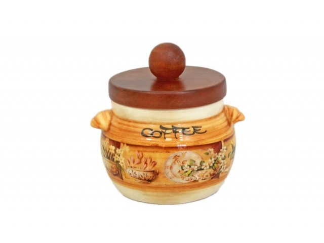 Банка для сыпучих продуктов с деревянной крышкой (кофе) Кантри LCS
