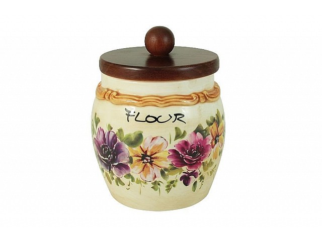 Банка для сыпучих продуктов с деревянной крышкой (мука) Мелодия