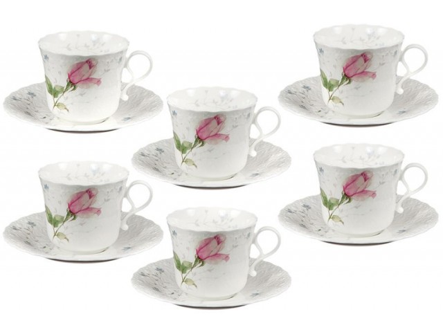 Набор: 6 чашек + 6 блюдец Апрельская роза Narumi 0,2 л