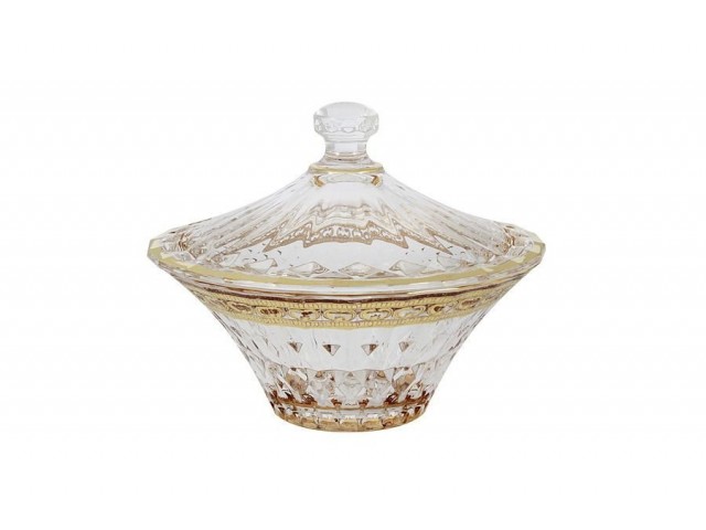 Конфетница с крышкой Same Цветная Флоренция янтарная