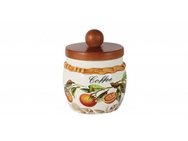 Банка для сыпучих продуктов с деревянной крышкой (кофе) Апельсины LCS