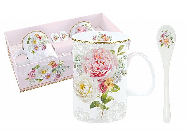 Набор 2 кружки с ложками Цветочная романтика Easy Life