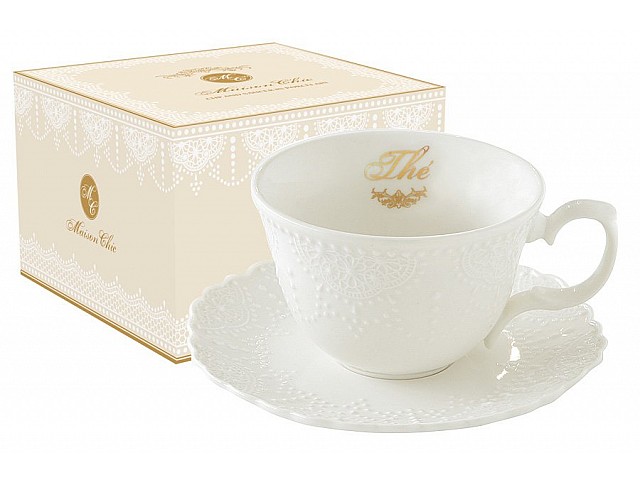 Чашка с блюдцем Белое кружево Easy Life (R2S)