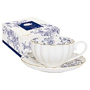Чашка с блюдцем Голубые пионы Easy Life