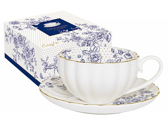 Чашка с блюдцем Голубые пионы Easy Life (R2S)