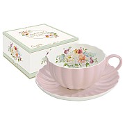 Чашка с блюдцем Королевский сад (розовая) Easy Life R2S