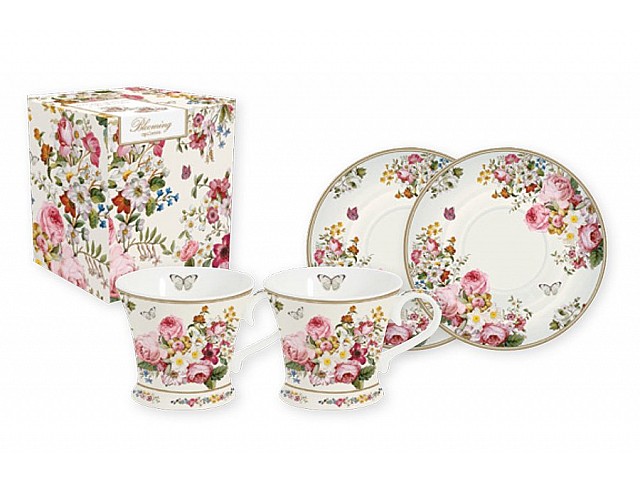 Набор для кофе R2S Цветочный карнавал светлая на 2 персоны