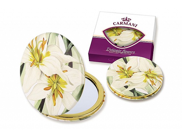 Зеркало карманное Белая лилия Carmani
