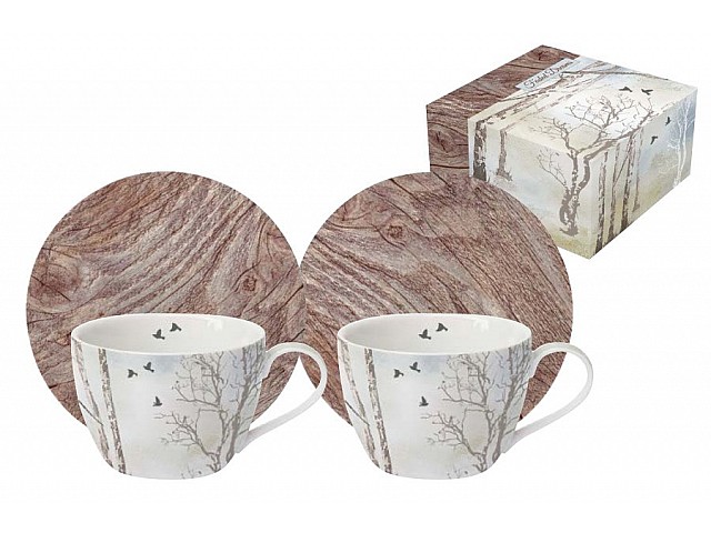 Набор: 2 чашки + 2 блюдца для кофе Природа Easy Life (R2S)