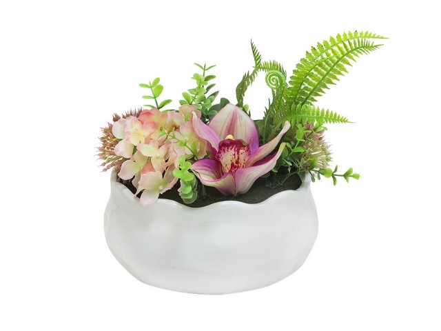 Декоративные цветы Dream Garden Гортензия розовая и орхидея в вазе