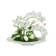 Декоративные цветы Dream Garden Орхидея белая c тюльпанами на подставке