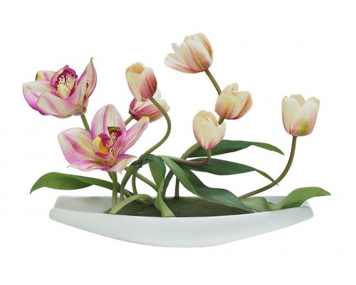 Декоративные цветы Dream Garden Тюльпаны с орхидеями на подставке