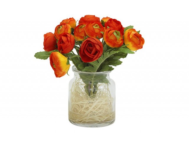 Декоративные цветы Dream Garden Купальницы оранжевые в вазе